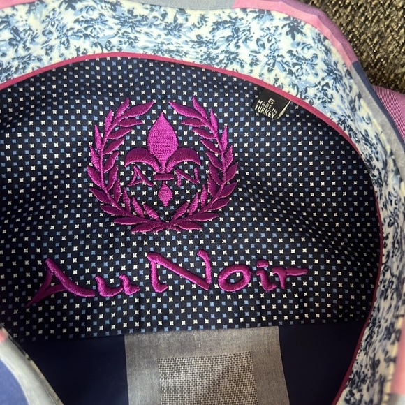 Au Noir Colourful Plaid Men’s Button Down Shirt Purple Punk Navy sz 6 (2XL) - Picture 10 of 14